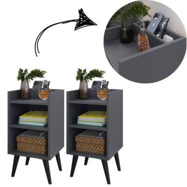 Imagem de Kit com 2 Mesa de Cabeceira Nicho e porta celular organizador Max - Ga