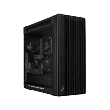 Imagem de ASUS ProArt PA602 Wood Edition – Capa E-ATX de painel de vidro temperado, suporte de radiador de 420 mm, 1 x 140 mm + 2 ventiladores pré-instalados de 200 mm, trava de trava, montagem PCIe sem