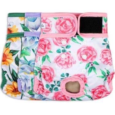 Imagem de Grecle Fraldas Laváveis para Cães Fêmeas-Fraldas Reutilizáveis Premium para Cães No Cio-Fraldas Altamente Absorventes para Cães Fêmeas para Incontinência de Animais de Estimação com Botões Ajustáveis