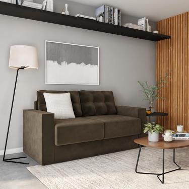 Imagem de Sofá 3 Lugares Retrátil Berlim Suede Marrom 180 cm