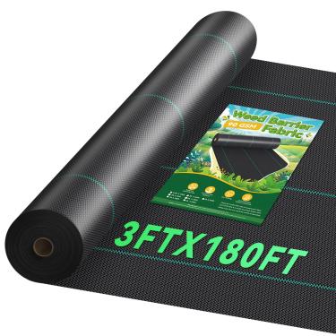 Imagem de Domusensus Tecido paisagístico de 0,9 m x 55 m, tecido de barreira de ervas daninhas resistente 90,7 g, tecido geotêxtil bloqueador de ervas daninhas para paisagismo, tapete de controle de ervas