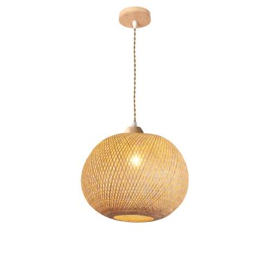 Imagem de Pendente Nias 25x30cm Madeira C/ Fibra Bambu P/ 1 Lâmpada E-27 Cód. P-NIAS-30 – GMH Trade