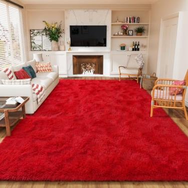 Imagem de AROGAN Tapetes macios de 20 x 3 metros para quarto, tapete fofo de pelúcia, tapete felpudo que não cai para corredores, berçário, crianças, meninas, quarto, decoração de casa, vermelho