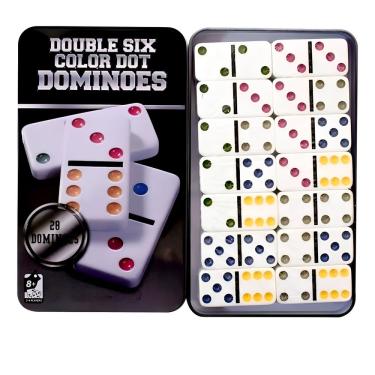 Imagem de Dominó Colorido Clássico com 28 Peças e Estojo Decorativo