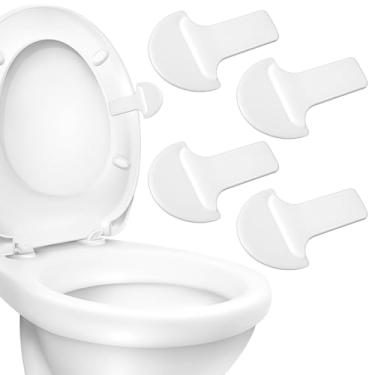 Imagem de Mabor Pacote com 4 peças de elevador de assento de vaso sanitário adesivo tampa de vaso sanitário alça levantadora pegajosa evita tocar ferramentas de elevação para banheiro, casa, viagem, escritório