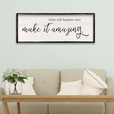 Imagem de Foutcheou Today Only Happens Once Make It Amazing Motivational Wall Art Decor 81 cm × 30.5 cm Decoração de parede de madeira inspiradora para escritório (preto)