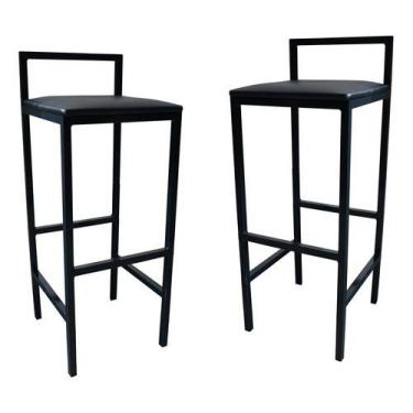 Imagem de Kit 2 Banqueta Alta Quadrada Industrial Cozinha Balcão Bar - Moveraço,