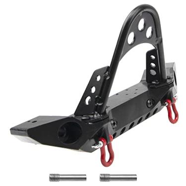 Imagem de ShareGoo Metal RC Crawler Front Bumper with Tow Hook Led Light Compatible with Axial SCX10 Jeep SCX10 II 90046 90047 Traxxas TRX-4 RC4WD D90 Redcat Gen8 1/10 RC Crawler Car (Black)