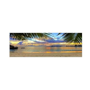 Imagem de Pintura de paisagem - imagem de arte de parede em tela - praia mar pôr do sol - impressões em tela natureza para sala de estar quarto decoração de casa 50 x 150 cm 20 x 59 pol. sem moldura