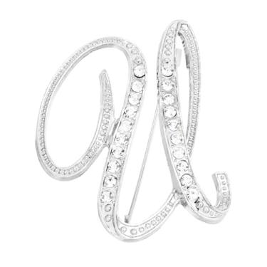 Imagem de PATIKIL Alfinetes de broche de letra, letra U broches de strass metal cristal alfabeto A-Z broche de lapela para mulheres joias presente terno roupas chapéu vestido casaco artesanato, tom prata