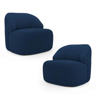 Imagem de Kit 2 Poltronas Organica Decorativa Eloa Boucle Azul - Londrilar