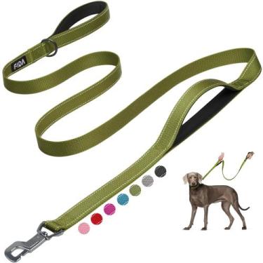 Imagem de Coleira para cães Fida Heavy Duty 1,5 m com 2 alças acolchoadas verdes