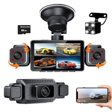 Imagem de Câmera veicular de 4 canais para carros, proteção panorâmica de 360 graus, aplicativo de vídeo WiFi, HD 1080p DVR, câmera de visão traseira, monitor de estacionamento e visão noturna