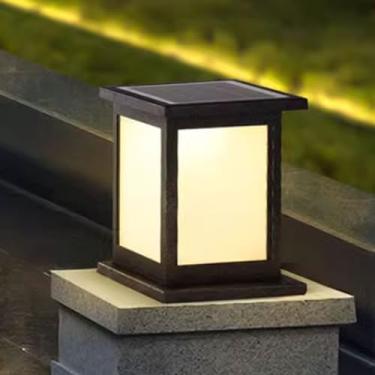 Imagem de CUTPOIY Tampas de poste solares luzes modernas de poste de cerca de LED lanternas de alumínio coluna de vidro poste luminárias fora da caixa lâmpadas de pilar de pedra tampas de deck lâmpadas de pátio