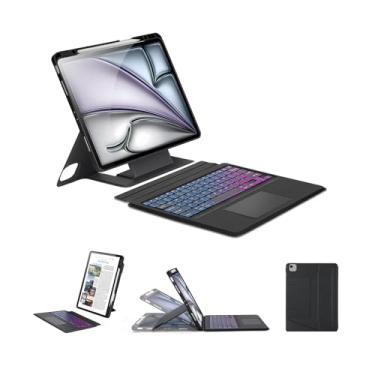 Imagem de Tussvie Capa Com Teclado Para Ipad Air 13 Polegadas (M2, 2024), Magic Keyboard Com Luz De Fundo Multicolorida Para Ipad Air 13, Capa Com Teclado E Trackpad Multitoque, Suporte Flutuante Cantilever