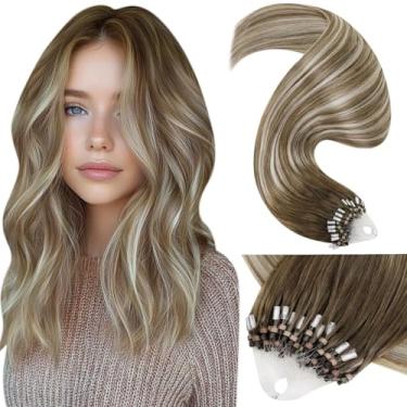 Imagem de LaaVoo Extensões de Cabelo Humano Micro Link Balayage Microlink Extensões de Cabelo Ombre Cinza Marrom a Platina Loiro Frio Fusion 50,8 cm 50g/50s