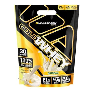 Imagem de Gold Whey 900g Refil Sabor Natural (Leite em pó) Ganho de massa muscular proteína concentrada - Adaptogen