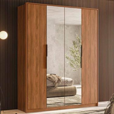 Imagem de Guarda Roupa Casal 4 Portas Com Espelho E 3 Gavetas Grécia Nogueira Touch