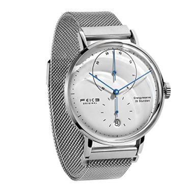 Imagem de FEICE Bauhaus Relógio masculino automático, mecânico, analógico, pulseira de couro, casual, para homens, com espelho abobadado - FM202