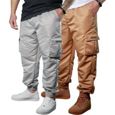 Imagem de Kit 2 Calça Jogger Bolsos Cargo Corta Vento Masculina Skate - Hunter, 