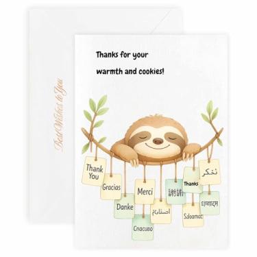 Imagem de MAGJUCHE Cartão de agradecimento para Nan – Selo de cera elegante e envelope, papel 300 g/m², impressão vívida de 600 DPI, 12 x 17 cm, design de preguiça