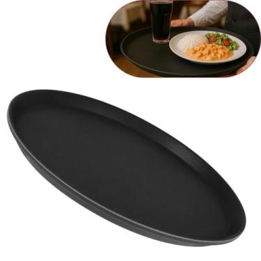 Imagem de Bandeja Garçom Redonda 40cm Para Servir Antiderrapante Emborrachada Pr