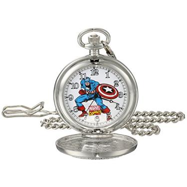 Imagem de Marvel Relógio de bolso masculino Captain America W001741 analógico-quartzo, Prata, Movimento de quartzo