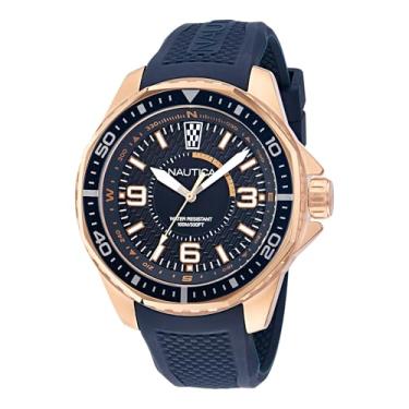 Imagem de Nautica Relógio masculino NAPKMF302 KOH May Bay azul com pulseira de silicone, Azul