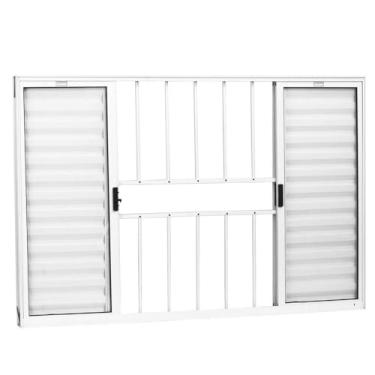 Imagem de Veneziana 6 folhas 1,20x1,20 com grade no alumínio branco