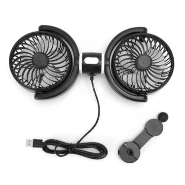 Imagem de 360 ° Rotatable Dual Head Car Fan Com 3 Speed USB Powered Compatível Com Van Truck SUV RV para Uma Experiência de Condução Fresca e Refrescante No Verão