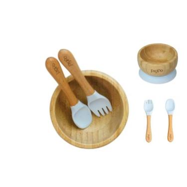 Imagem de Kit Bowl de Bambu + Talheres - PIPPO, Azul Claro