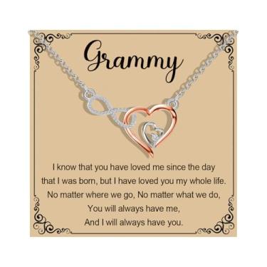 Imagem de MAOFAED Colar de coração infinito para avó, apelidos da vovó, mercadoria do Dia das Mães, Metal, Sem Pedra Preciosa