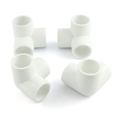 Imagem de PZRT 4 peças 1/2 polegada 2/3 Way PVC Fitting Furniture Grade Pipe 45 graus ângulo direito três dimensões cotovelo conector para DIY PVC Prateleira Suporte Jardim Estrutura de Armazenamento, Branco, 3 Way Right Angle Elbow Type