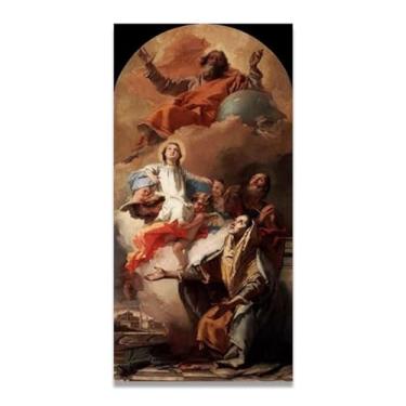Imagem de St. Anne's Vision Giovanni Battista Tiepolo Impressão em tela – Obra-prima rococó barroca, pintura escolar de Veneza, pintura a óleo decorativa para galeria doméstica 70 x 140 cm