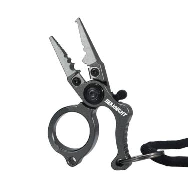 Imagem de Seaknight Mini alicate de pesca SK007 79 mm portátil 28 g ultraleve multifuncional ferramenta de pesca cortador de linha removedor de gancho liga de alumínio acessórios de pesca (cinza)