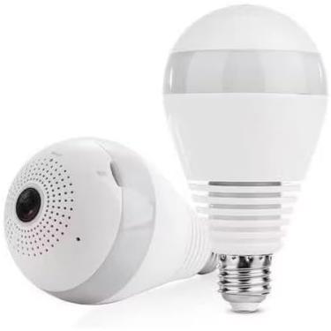 Imagem de Kit 2 Câmeras Lâmpada Espiã Wi-Fi 360° HD – Visão Noturna, Áudio Bidirecional, Detecção de Movimento – Instalação Fácil e Discreta