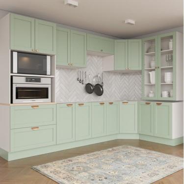 Imagem de Cozinha Modulada 9 Peças Sem Tampo 4 Aéreos 4 Balcões E Torre Quente Arizona Branco/menta