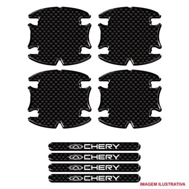Imagem de Kit Adesivo Protetor Maçanetas Carro Fibra Carbono Chery Preto