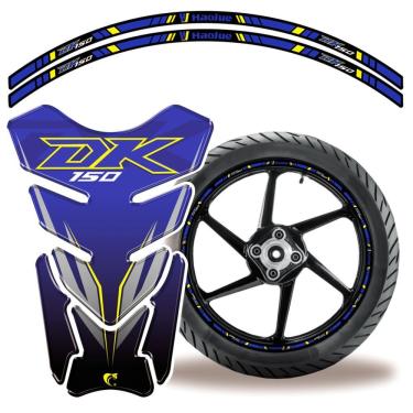 Imagem de Kit Protetor Adesivo Tanque E Aro Moto Haojue Dk 150 Azul Cor Azul