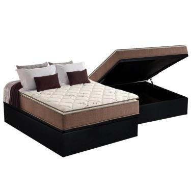 Imagem de Cama Box Baú Casal: Colchão Anatômico Anjos D28 - Ag65 Star Pillow TopBase Suede Black(...