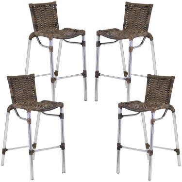 Imagem de 4 Banqueta Alumínio Fortaleza Alta Para Balcão, Cozinha, área Argila