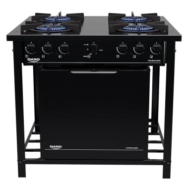Imagem de Fogão A Gás Industrial De Piso Dako Couraçado 4 Bocas Com Forno Preto
