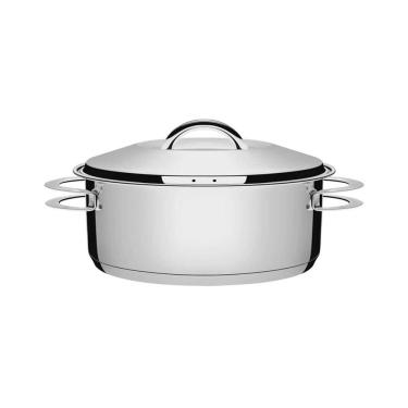 Imagem de Caçarola Tramontina Solar Rasa Em Aço Inox Fundo Triplo Com Tampa E Alças 24 Cm 4,7 L T...