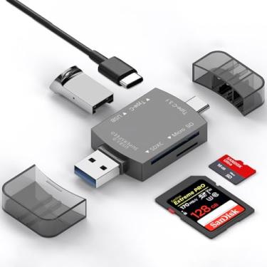 Imagem de Leitor de cartão SD USB C USB 3.0 4 em 1 com memória SD/TF com USB 3.0 OTG, portas USB C compatíveis com PC, laptops, MacBook Pro/Air, iPhone 15, iMac Pro, Surface