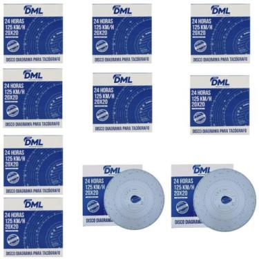Imagem de KIT 10 DISCO TACOGRAFO DIARIO (24hrs) 125KM Cx 100 UNIDADES - THEGA DM