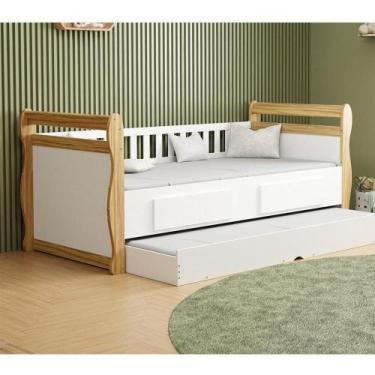 Imagem de Bicama para Quarto Infantil 100% Mdf Maria Branco Brilho/Amêndoa - Móv