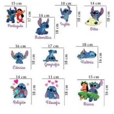 Imagem de Cartela De Adesivos Stitch Com Matérias Escolares Mod01 - Lojinha Da L