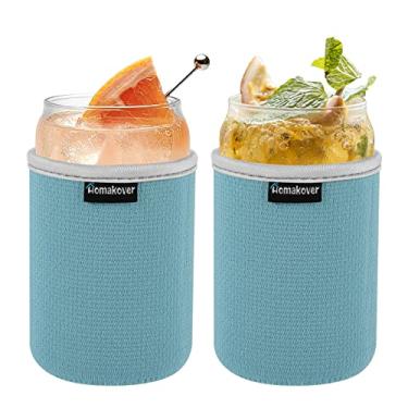 Imagem de Homakover Capa De Vidro Para Lata Cerveja 16 Oz, Suporte Refrigerador Refrigerante, Antiderrapante Neoprene Copos, Pacote Com 2, Isolante Bebidas Festa (Azul X2)