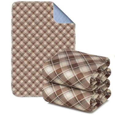 Imagem de Brosive Protetores De Cama Antiderrapantes Para Incontinência Laváveis (91 Cm X 182 | Pacote Com 2), Grade Marrom, Impermeáveis, Que Molham, Sofá, Piso, Reutilizáveis Adultos, Idosos E Animais Estim