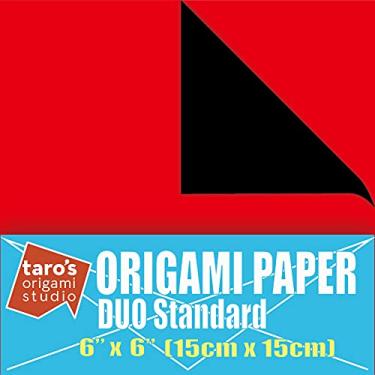 Imagem de Taro's Origami Studio [] Duo Vermelho/Preto (Cores Diferentes Em Cada Lado) Papel Kami Padrão Frente E Verso De 6" (15 Cm) Com Padrões Mudança Cor, 50 Folhas ()